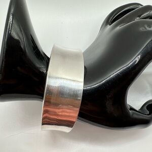 Mexico CII Sterling Silver Wide Convex Cuff Bracelet Signed